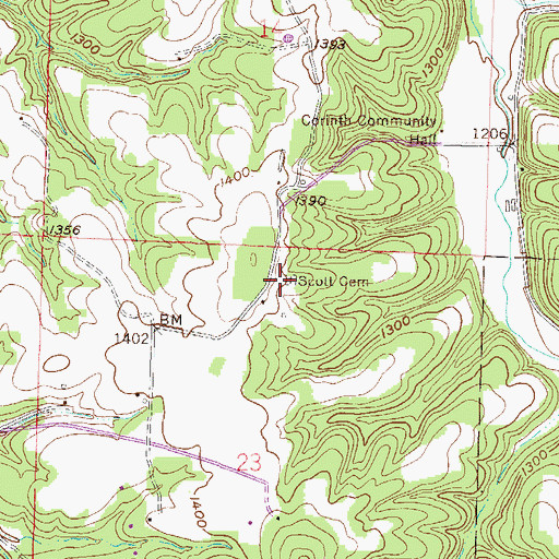 Topographic Map of Scott Cemetery, AR
