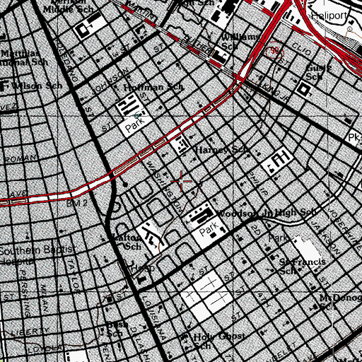 Topographic Map of Ricard School (historical), LA