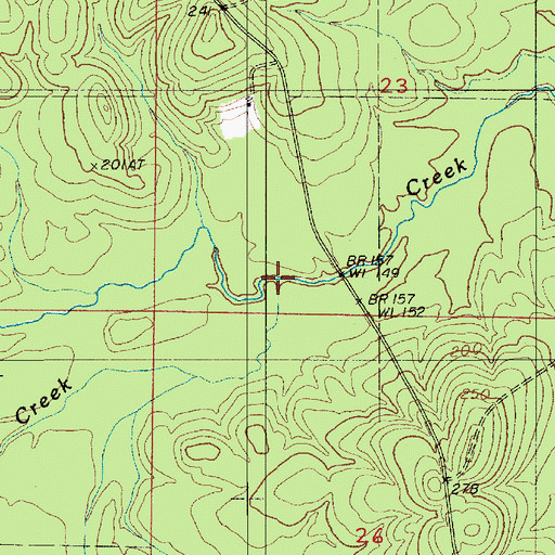 Topographic Map of Dry Choctaw Creek, LA