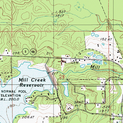 Topographic Map of Mill Creek Church, LA