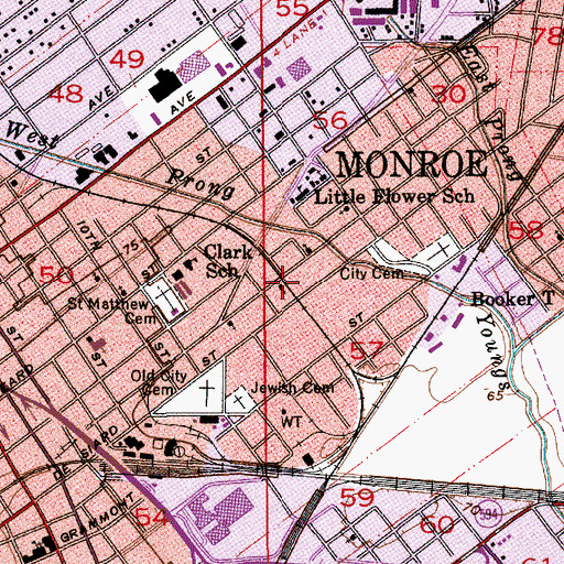 Topographic Map of Saint Mary Baptist Church, LA