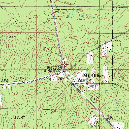 Topographic Map of Mount Olive Baptist Church, LA