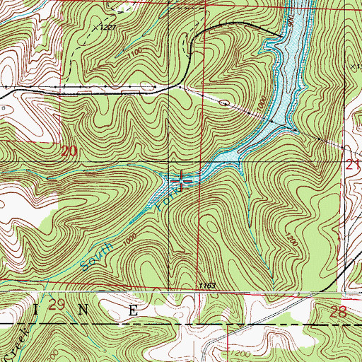 Topographic Map of South Fork Brush Creek, MO