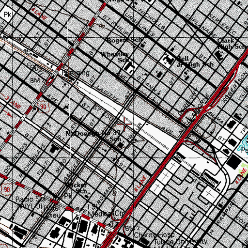 Topographic Map of Old Zion Baptist Church, LA