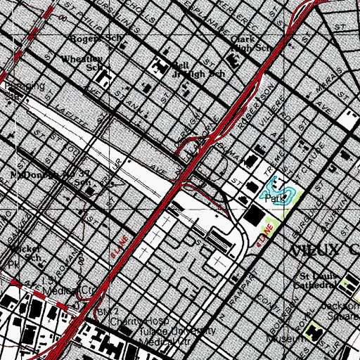 Topographic Map of Interchange 236A, LA