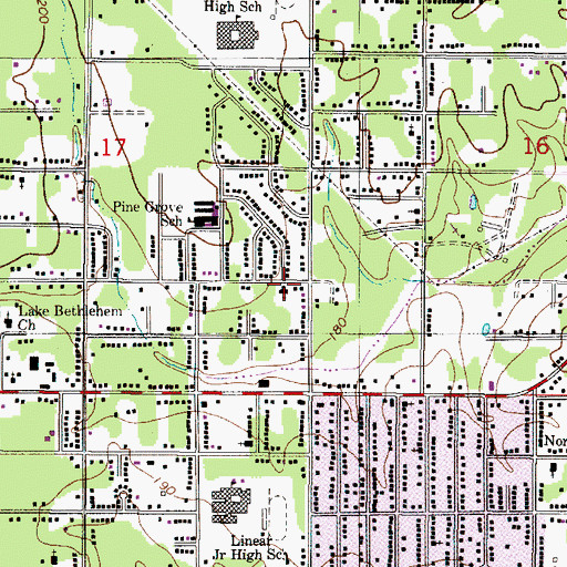 Topographic Map of Springhill Baptist Church, LA