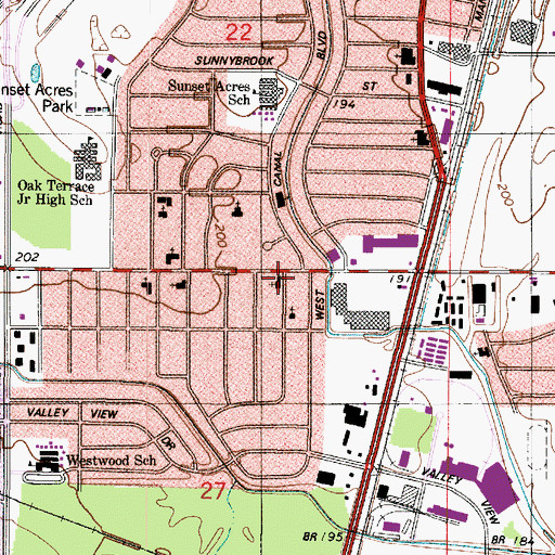 Topographic Map of Cullen Haymon Memorial United Pentecostal Church, LA