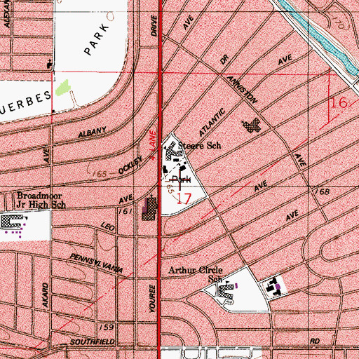 Topographic Map of A C Steere Park, LA
