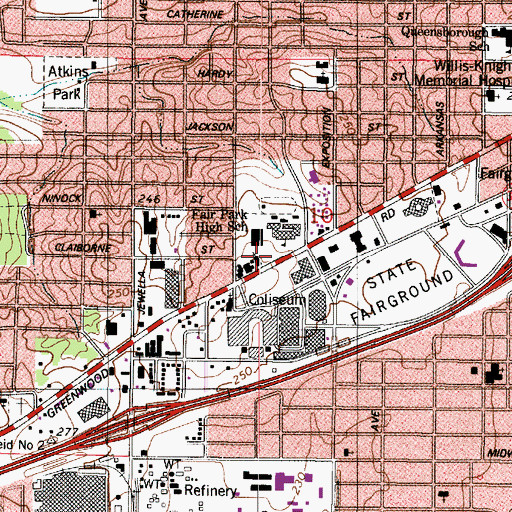 Topographic Map of Laurel Heights Baptist Church, LA