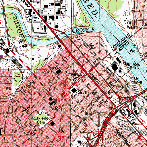 Topographic Map of Shreve Memorial Library, LA