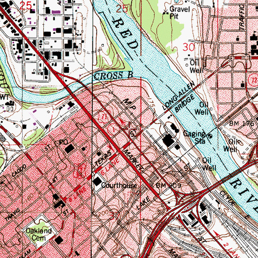 Topographic Map of Shreve Square on the River Shopping Center, LA