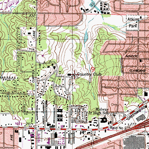 Topographic Map of Shreveport Country Club, LA
