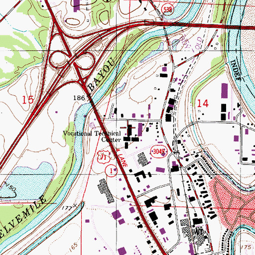 Topographic Map of Northwest Louisiana Technical College Shreveport Campus, LA