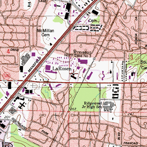 Topographic Map of South Park Hospital, LA