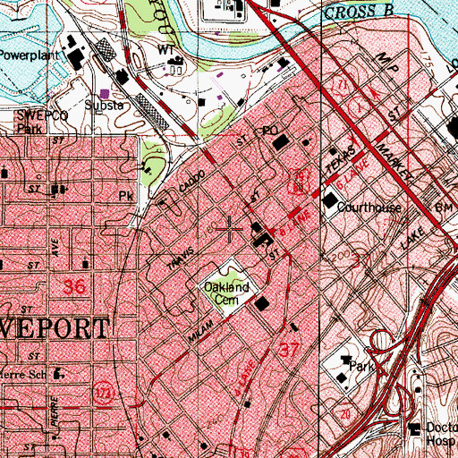 Topographic Map of Travis Street Park, LA