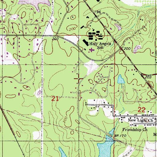 Topographic Map of Wildoak, LA