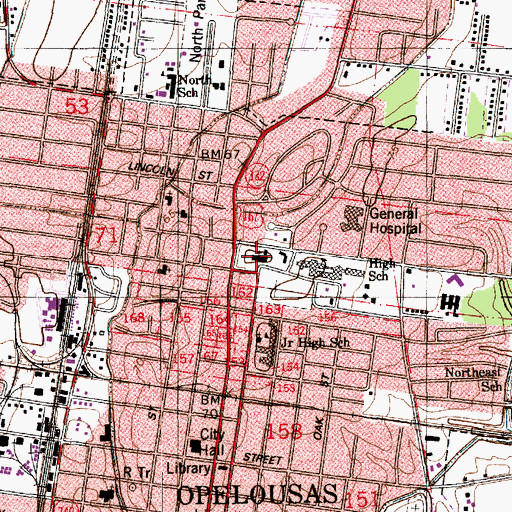 Topographic Map of Saint Landry Catholic Church, LA