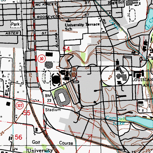 Topographic Map of Hill Memorial Library, LA