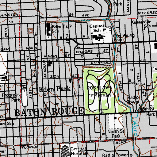 Topographic Map of Mount Mariah Baptist Church, LA