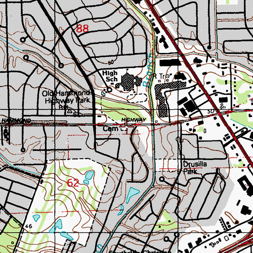 Topographic Map of Bible Students Church (historical), LA