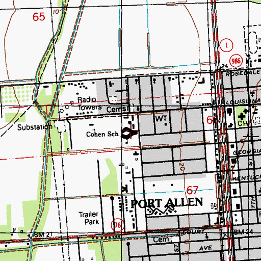 Topographic Map of Cohn Elementary School, LA