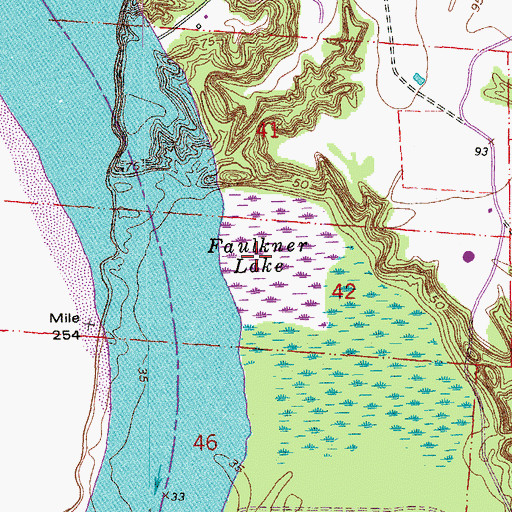 Topographic Map of Faulkner Lake, LA