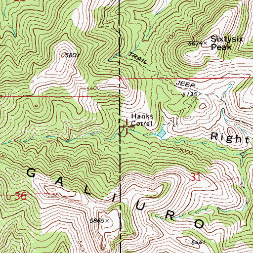 Topographic Map of Hanks Corral, AZ