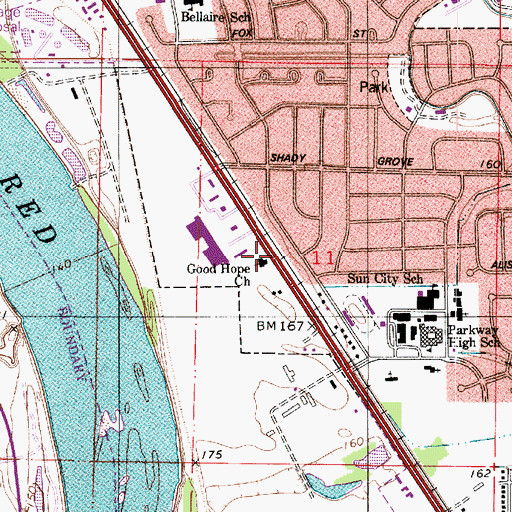 Topographic Map of Good Hope Baptist Church, LA