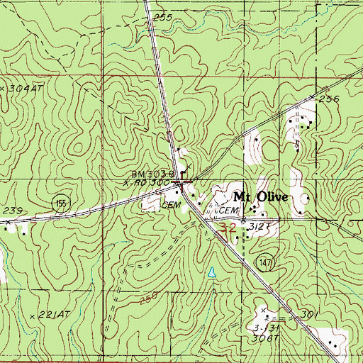 Topographic Map of Mount Olive, LA