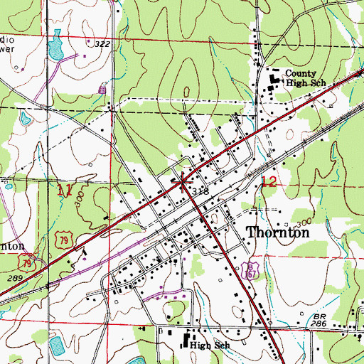 Topographic Map of Thornton, AR