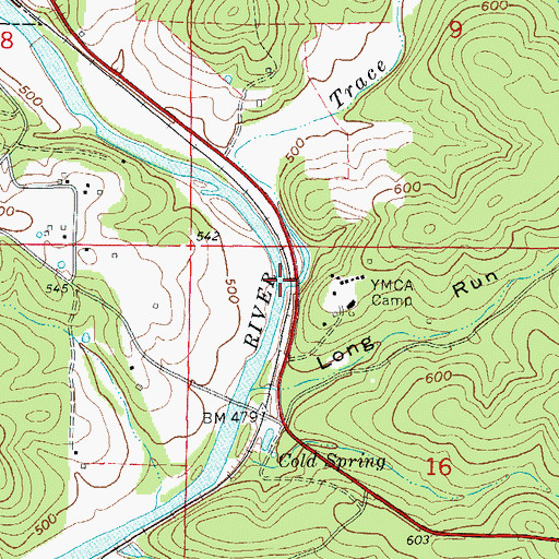 Topographic Map of Trace Creek, AR