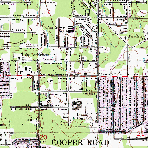 Topographic Map of Cooper Road, LA