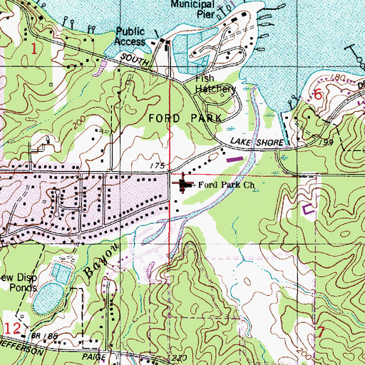 Topographic Map of Ford Park Baptist Church, LA
