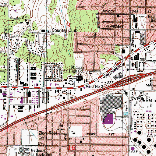 Topographic Map of Midway Elementary Professional Development School, LA