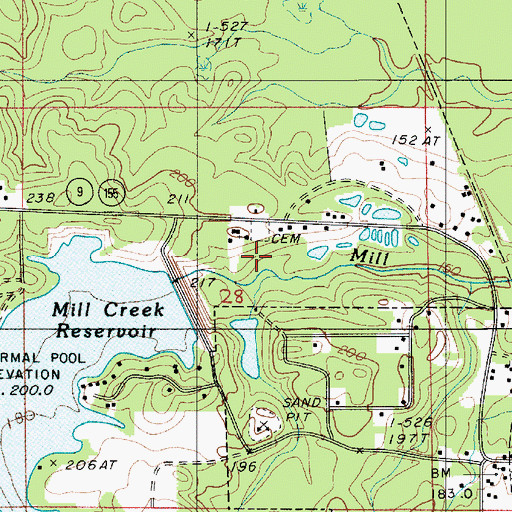 Topographic Map of Mill Creek Dam, LA