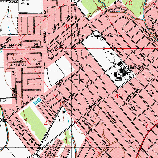 Topographic Map of Lafayette Parish, LA
