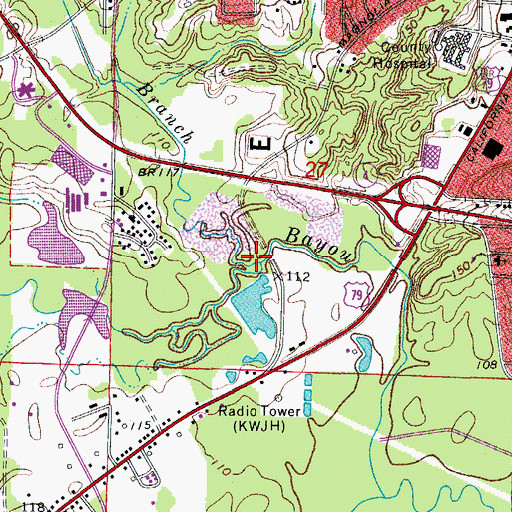 Topographic Map of Wadleigh Branch, AR