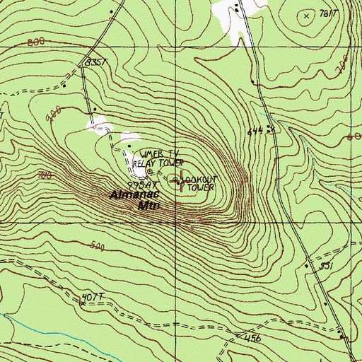 Topographic Map of Almanac Mountain, ME