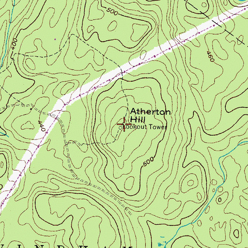 Topographic Map of Atherton Hill, ME