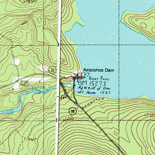 Topographic Map of Aziscohos Dam, ME