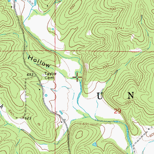 Topographic Map of Well Hollow, AR