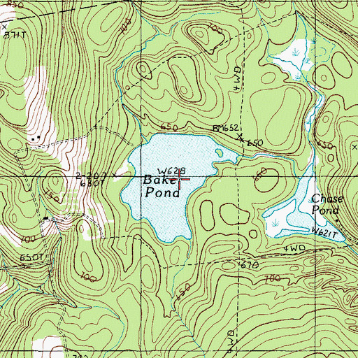 Topographic Map of Baker Pond, ME