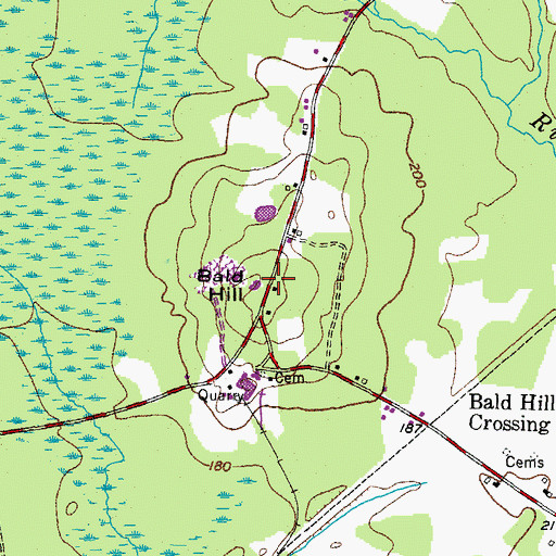 Topographic Map of Bald Hill, ME