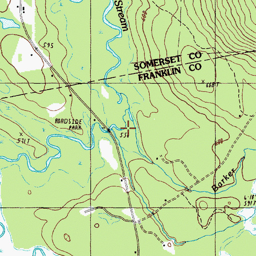 Topographic Map of Barker Brook, ME