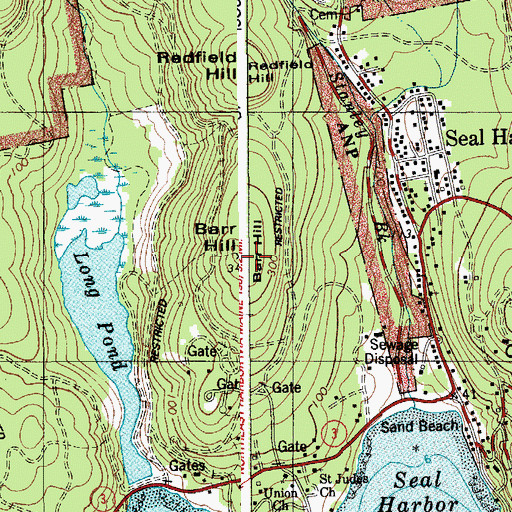 Topographic Map of Barr Hill, ME