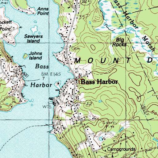 Topographic Map of Bass Harbor, ME