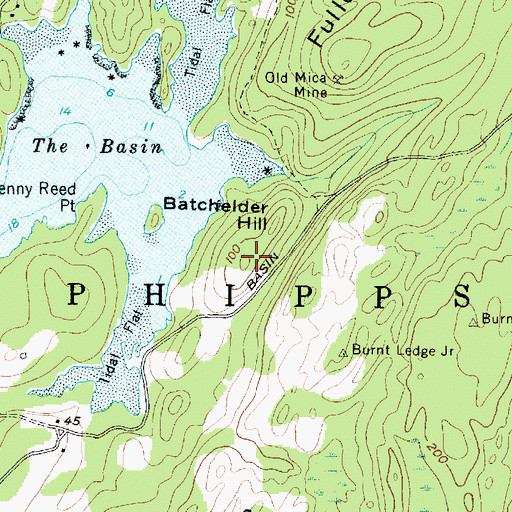 Topographic Map of Batchelder Hill, ME
