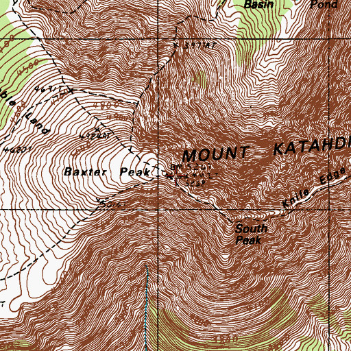 Topographic Map of Baxter Peak, ME