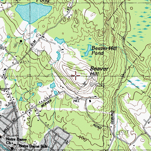 Topographic Map of Beaver Hill, ME