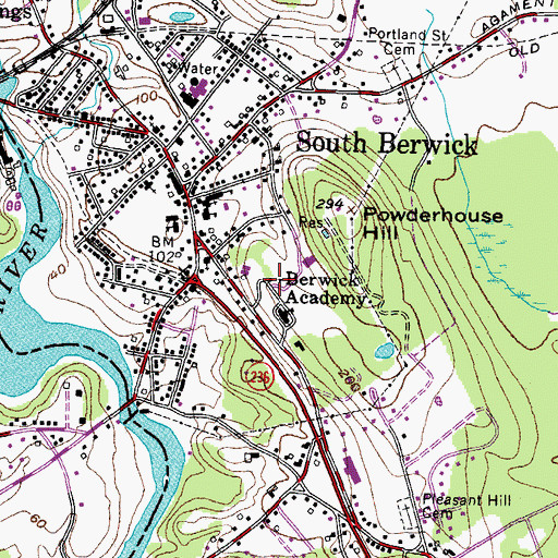 Topographic Map of Berwick Academy, ME